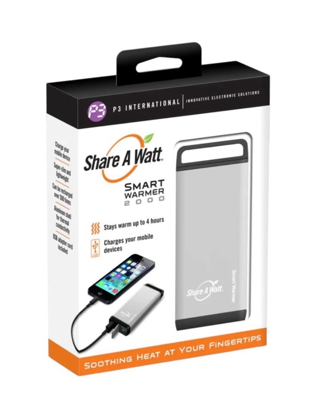 Portable Charger & Hand Warmer by Smart Warmer 2000 - Silver (1)